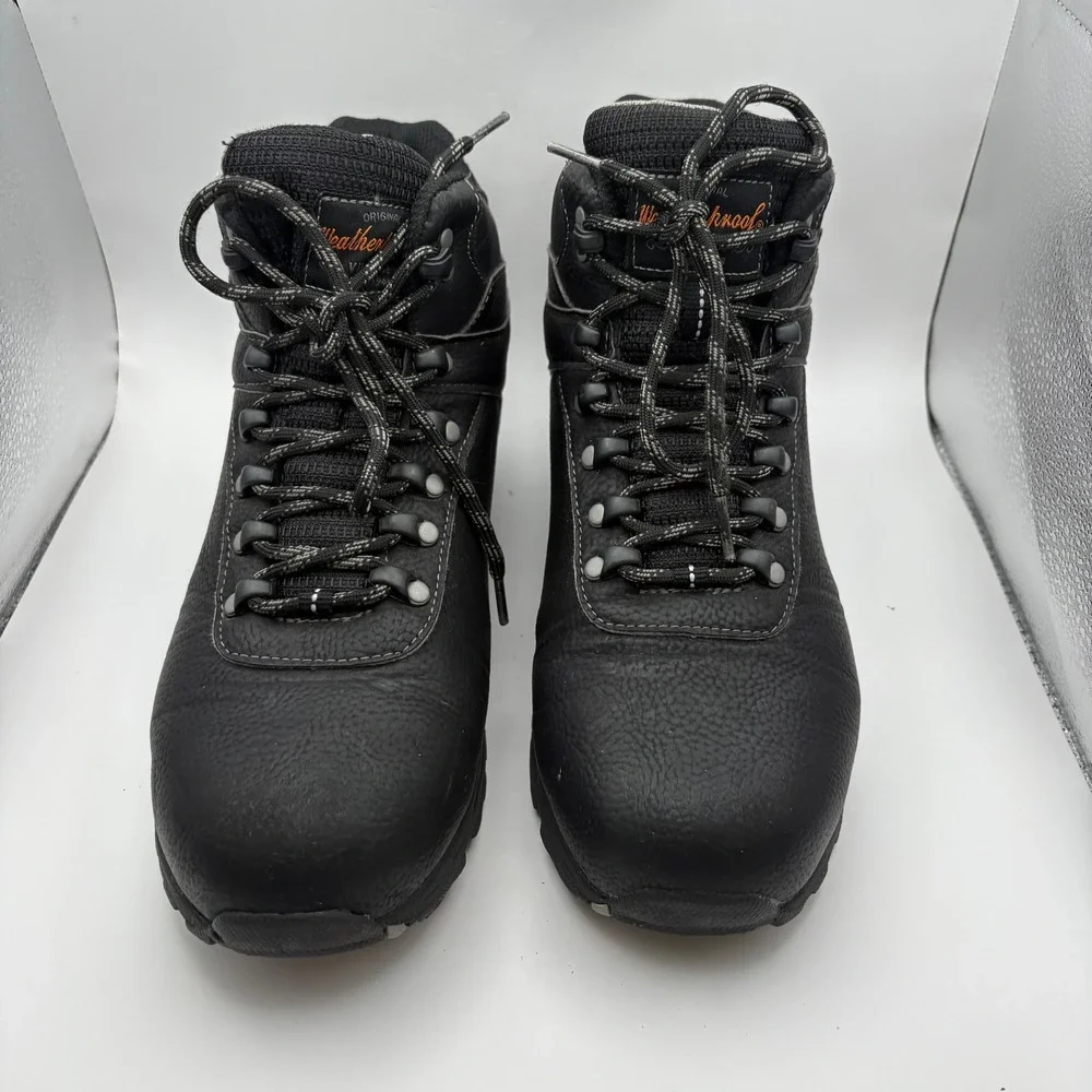 Weatherproof Vintage Mens 10 Hiking Boots Black Jason Waterproof Faux Leather